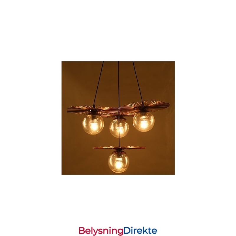 Kunstglasskule Rund Bønnestengel Lysekrone