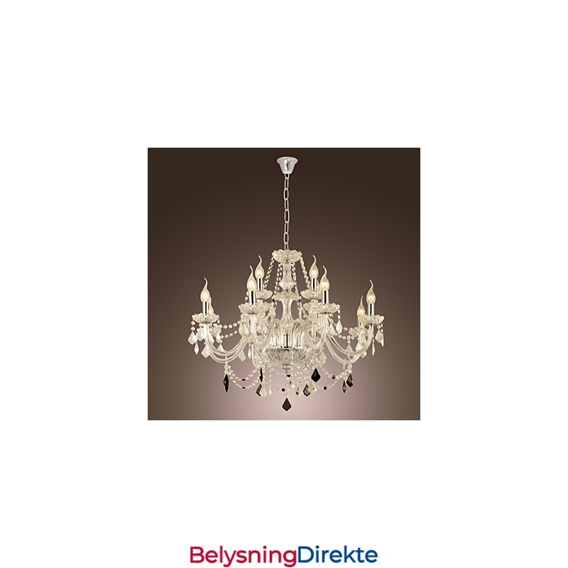 Rustikk Lodge Krystall Galvanisert Glasslysekrone