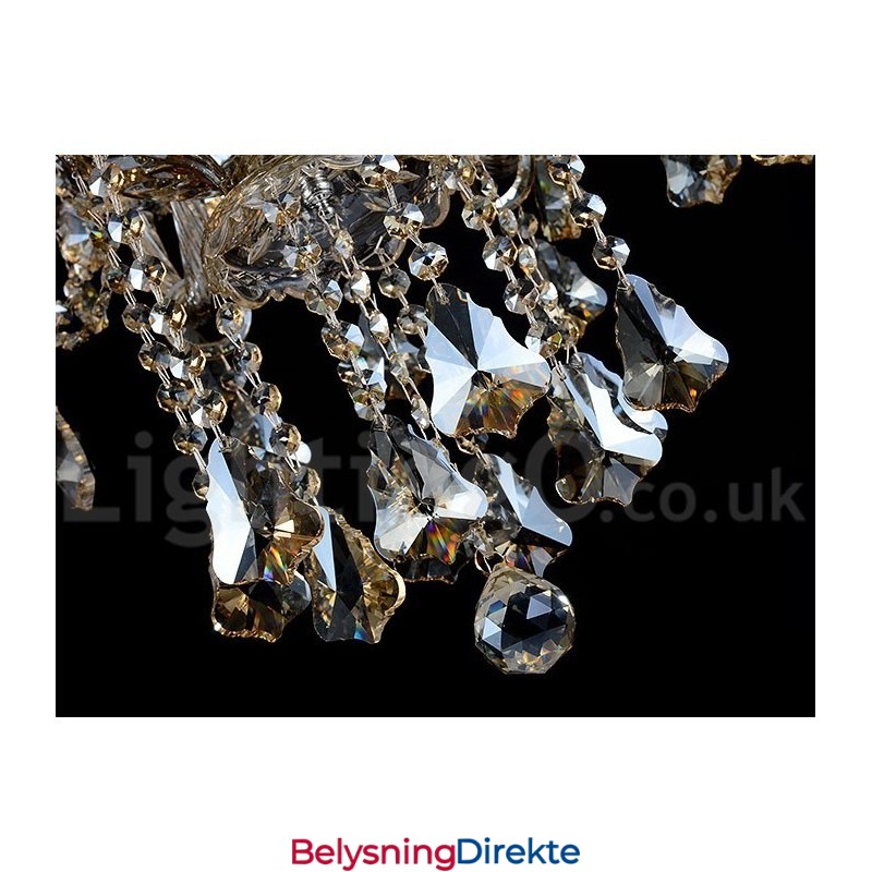 Retro Konjakkfarget K9 Krystall Moderne Lysekrone Med 8 Lys