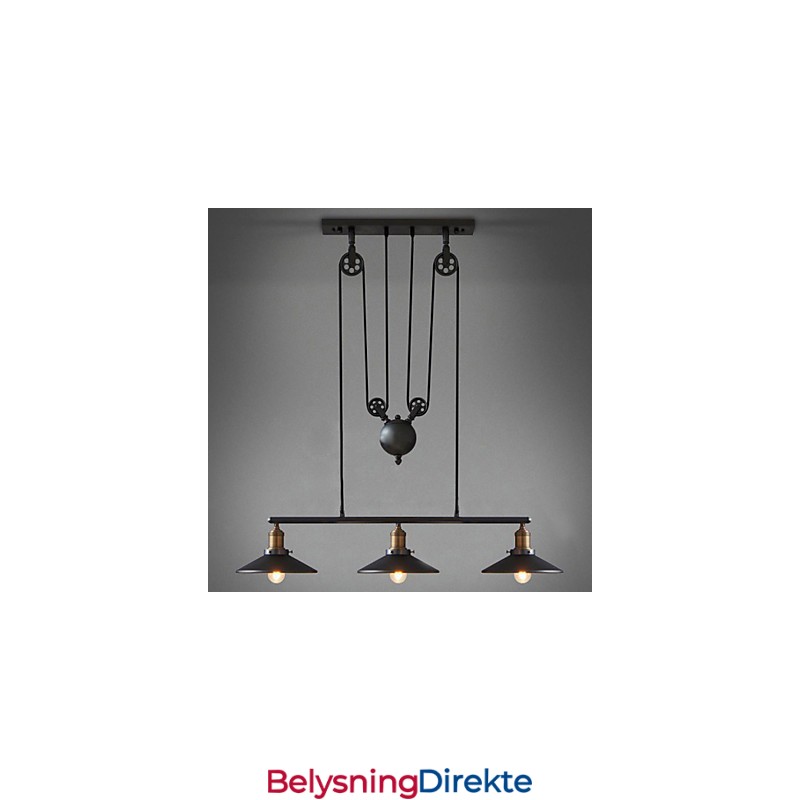 Vintage Pendellamper Med 3 Lys St64-Pærer Inkludert, Opp- Og Nedsystem