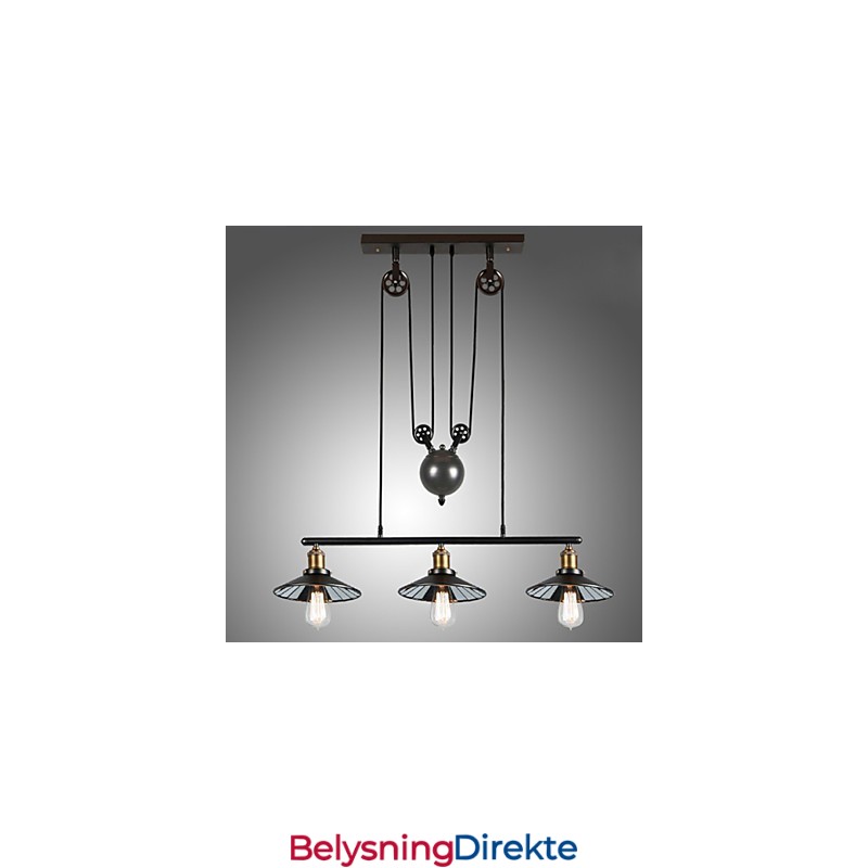 Vintage Pendellamper Med 3 Lys St64-Pærer Inkludert, Opp- Og Nedsystem
