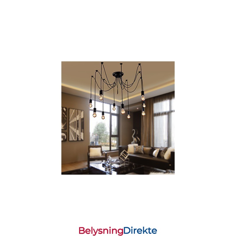 Lysekrone Vintage Design Pærer Inkludert Stue 10 Lys Pendellampe
