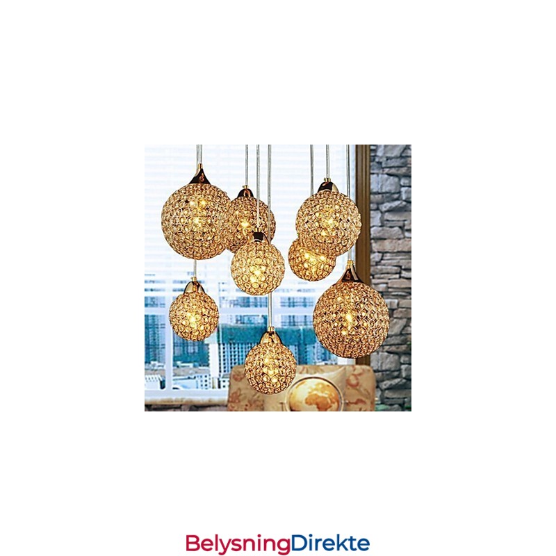 Moderne Og Moderne Globeformet Krystall-Elektrobelagt Metallpendellampe