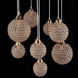 Moderne Og Moderne Globeformet Krystall-Elektrobelagt Metallpendellampe