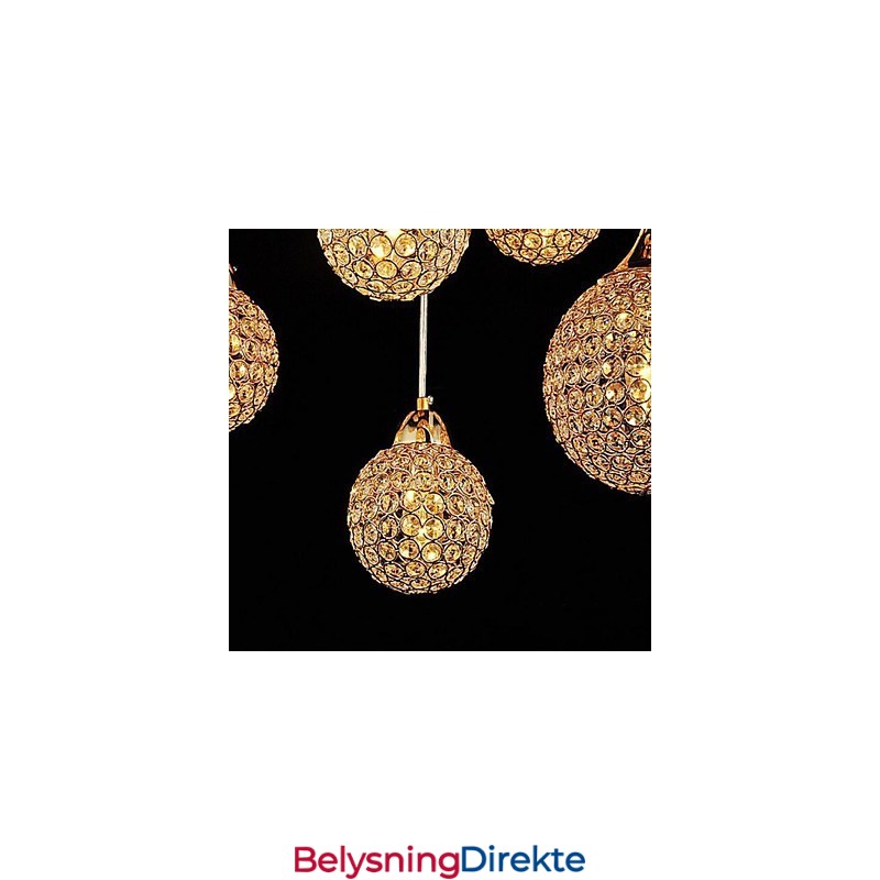 Moderne Og Moderne Globeformet Krystall-Elektrobelagt Metallpendellampe