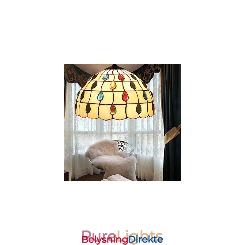 Europeisk Landlig Kreativ Kunst Lysekrone I Farget Glass Restaurering Av Gamle Skikker Lampelys