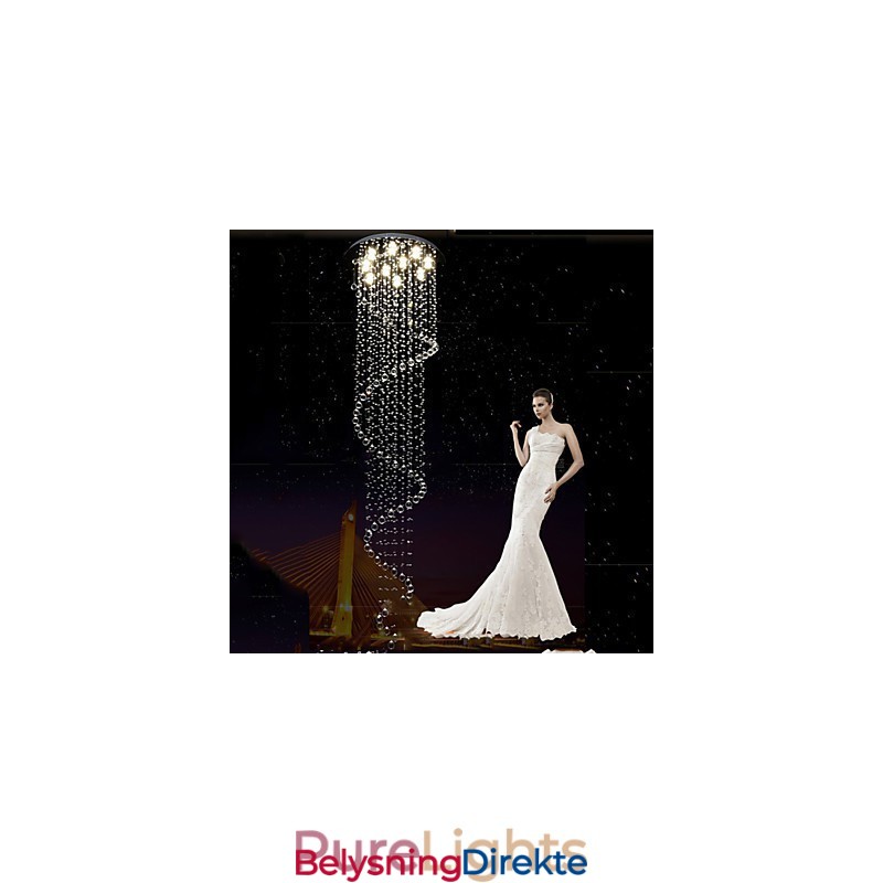 Moderne Krystall Pendellampe Lysekrone Belysning Lamper Armaturer Med Enkel Spiral D70Cm H250Cm