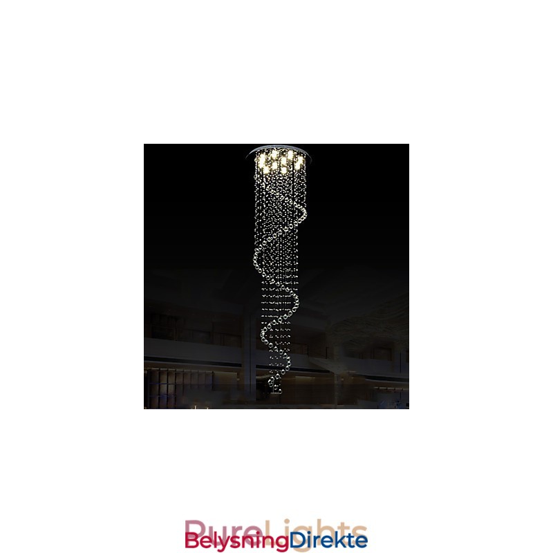 Moderne Krystall Pendellampe Lysekrone Belysning Lamper Armaturer Med Enkel Spiral D70Cm H250Cm