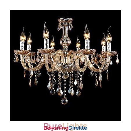 Luksuriøs Krystalllysekrone I Ravfarget Krystall