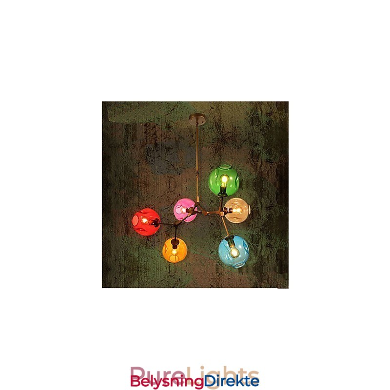 Kunstfarget Glasspære Anhengslysekrone Med 6 Lys