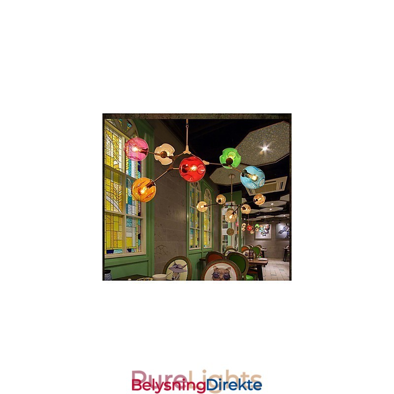 Kunstfarget Glasspære Anhengslysekrone Med 6 Lys