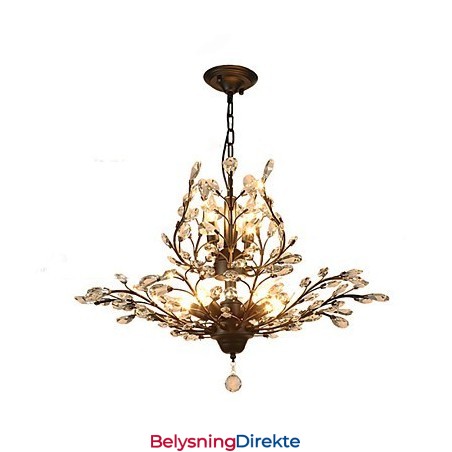 Vintage Krystall Innfelt Lampe Med 7 Lys, Metallmaling, Svart Eller Gull