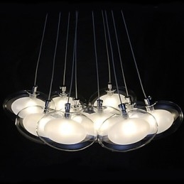 Moderne, Samtidskunstnerisk Anhengslampe I Krom I Metall