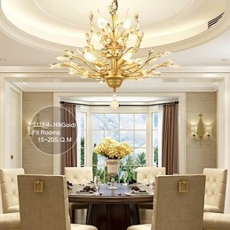 Vintage Krystall Innfelt Lampe Med 7 Lys, Metallmaling, Svart Eller Gull