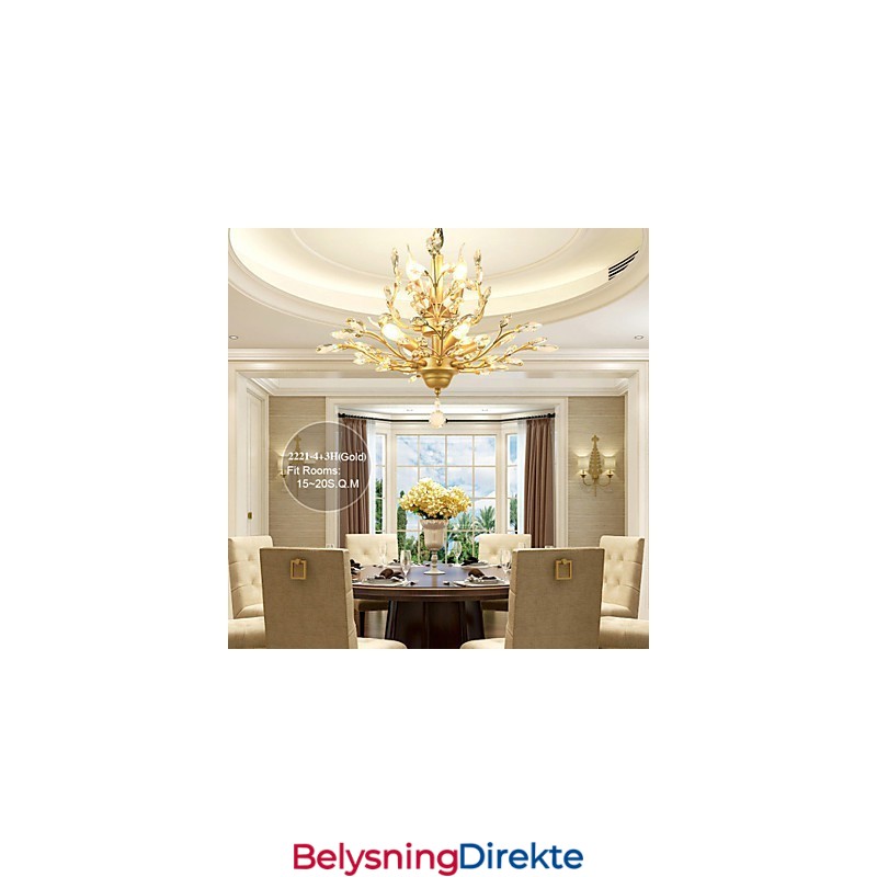 Vintage Krystall Innfelt Lampe Med 7 Lys, Metallmaling, Svart Eller Gull