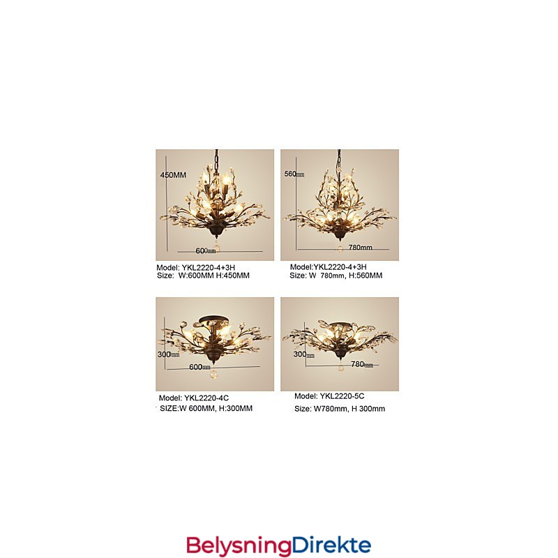 Vintage Krystall Innfelt Lampe Med 7 Lys, Metallmaling, Svart Eller Gull