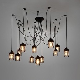 Vintage Edison Justerbar Taklampe Med Flere Justerbare Elementer, Pendellampe, Lysekrone, Moderne, Elegant, Industriell, Spisestue