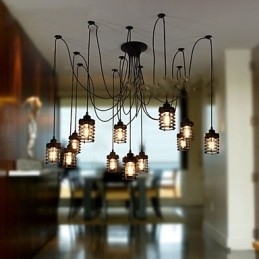 Vintage Edison Justerbar Taklampe Med Flere Justerbare Elementer, Pendellampe, Lysekrone, Moderne, Elegant, Industriell, Spisestue