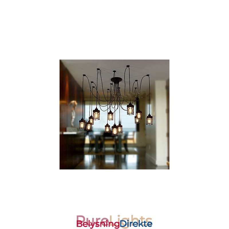 Vintage Edison Justerbar Taklampe Med Flere Justerbare Elementer, Pendellampe, Lysekrone, Moderne, Elegant, Industriell, Spisestue