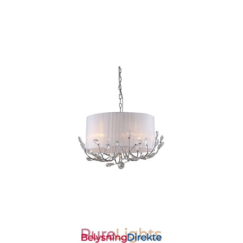 Moderne Krystalllysekrone Med Stoffskjerm