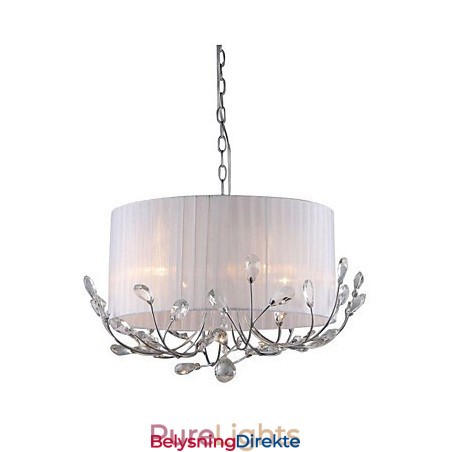 Moderne Krystalllysekrone Med Stoffskjerm
