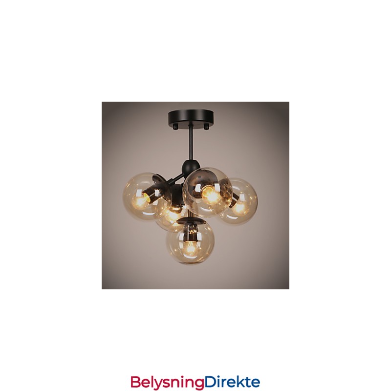 Lysekrone Med 5 Lys I Glass, Kuleformet, Retro, Utendørs, Garasje, Metall