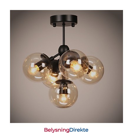 Lysekrone Med 5 Lys I Glass, Kuleformet, Retro, Utendørs, Garasje, Metall