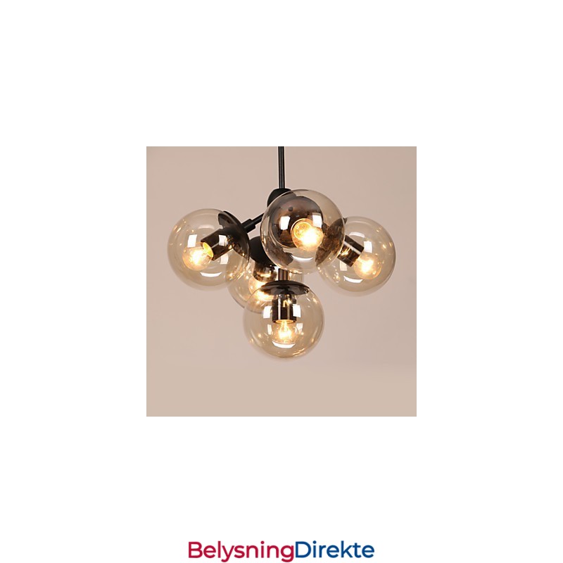 Lysekrone Med 5 Lys I Glass, Kuleformet, Retro, Utendørs, Garasje, Metall