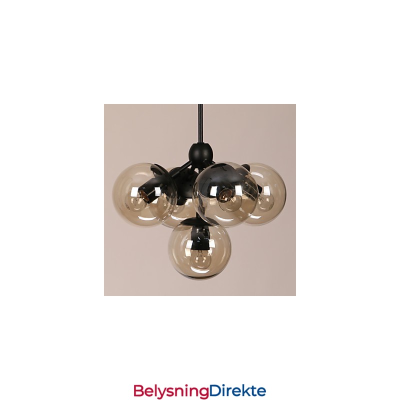 Lysekrone Med 5 Lys I Glass, Kuleformet, Retro, Utendørs, Garasje, Metall