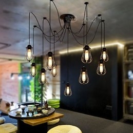 Vintage Edison Justerbar Taklampe Med Flere Justerbare Elementer, Pendellampe, Lysekrone, Moderne, Elegant, Industriell, Spisestue