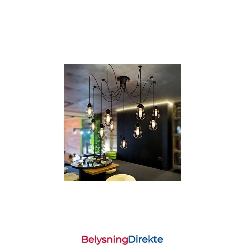 Vintage Edison Justerbar Taklampe Med Flere Justerbare Elementer, Pendellampe, Lysekrone, Moderne, Elegant, Industriell, Spisestue