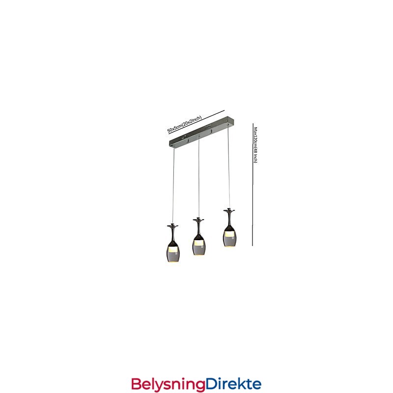 Pendellamper 3 Lys Lang Bakplate Moderne Samtidsstil