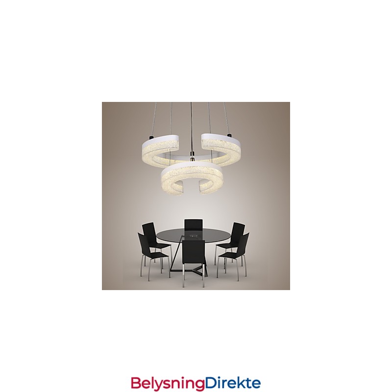 Krystall Pendellampe Bokstaven «C» Formet Moderne Lampe Med To Ringer