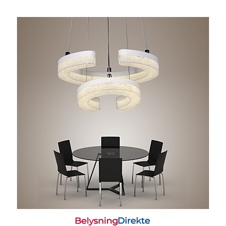 Krystall Pendellampe Bokstaven «C» Formet Moderne Lampe Med To Ringer