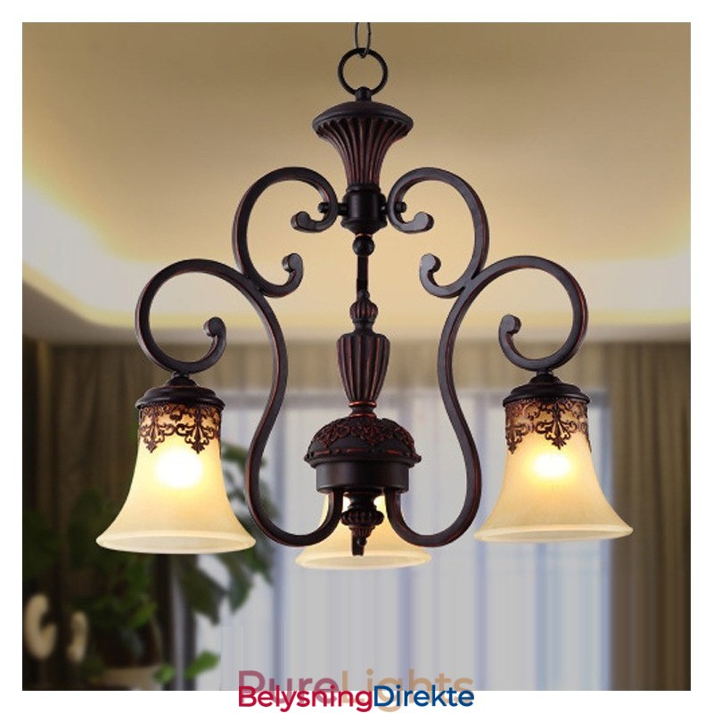 Vintage Landlig Øymaleri Metalllysekrone Innfelt