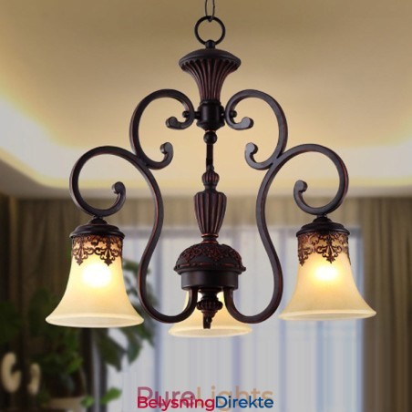 Vintage Landlig Øymaleri Metalllysekrone Innfelt