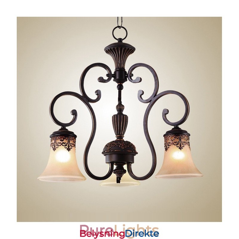 Vintage Landlig Øymaleri Metalllysekrone Innfelt