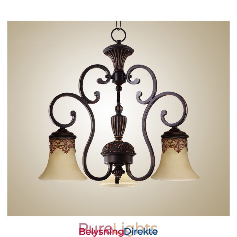 Vintage Landlig Øymaleri Metalllysekrone Innfelt