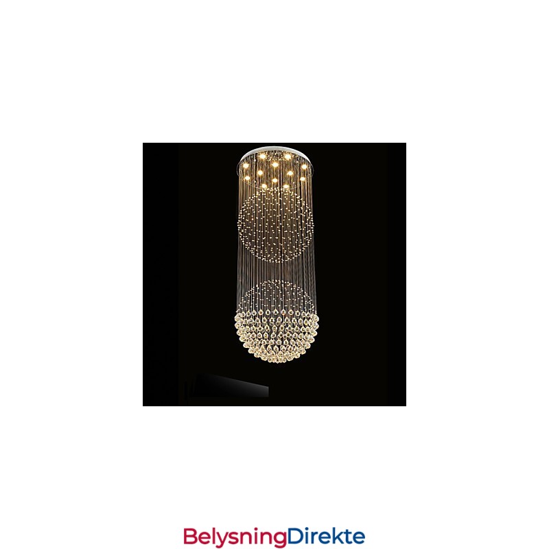 Pendellampe Moderne Krystalllysekrone 12 Lys Sølv Canpoy Klar Krystall Globe Taklamper Armaturer