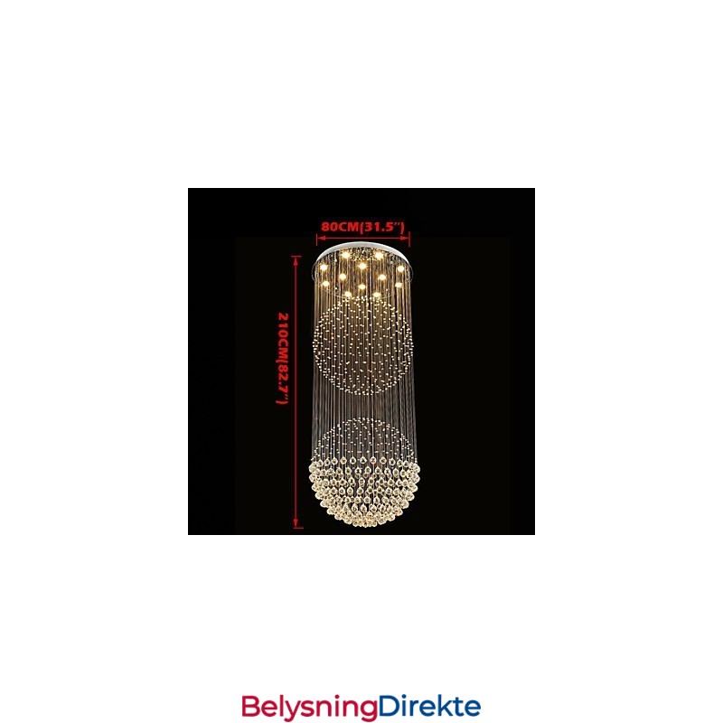 Pendellampe Moderne Krystalllysekrone 12 Lys Sølv Canpoy Klar Krystall Globe Taklamper Armaturer