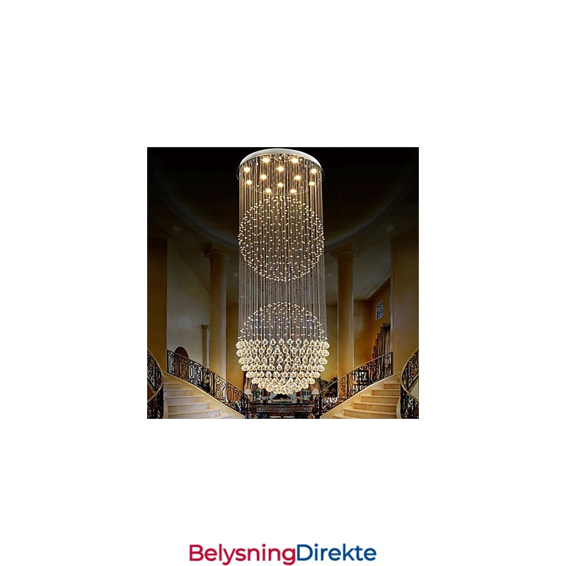 Pendellampe Moderne Krystalllysekrone 12 Lys Sølv Canpoy Klar Krystall Globe Taklamper Armaturer