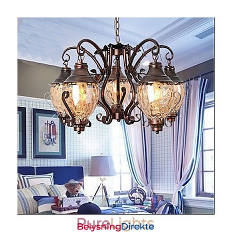 Retro Europeisk Pastoral Gammel Lron-Lysekrone