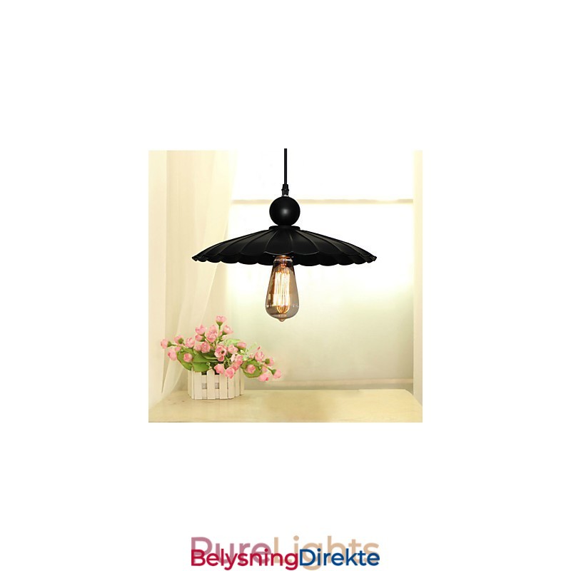 Medium Vintage Svart Paraply Metallanheng Med Én Lyspære