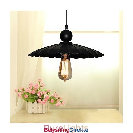 Medium Vintage Svart Paraply Metallanheng Med Én Lyspære