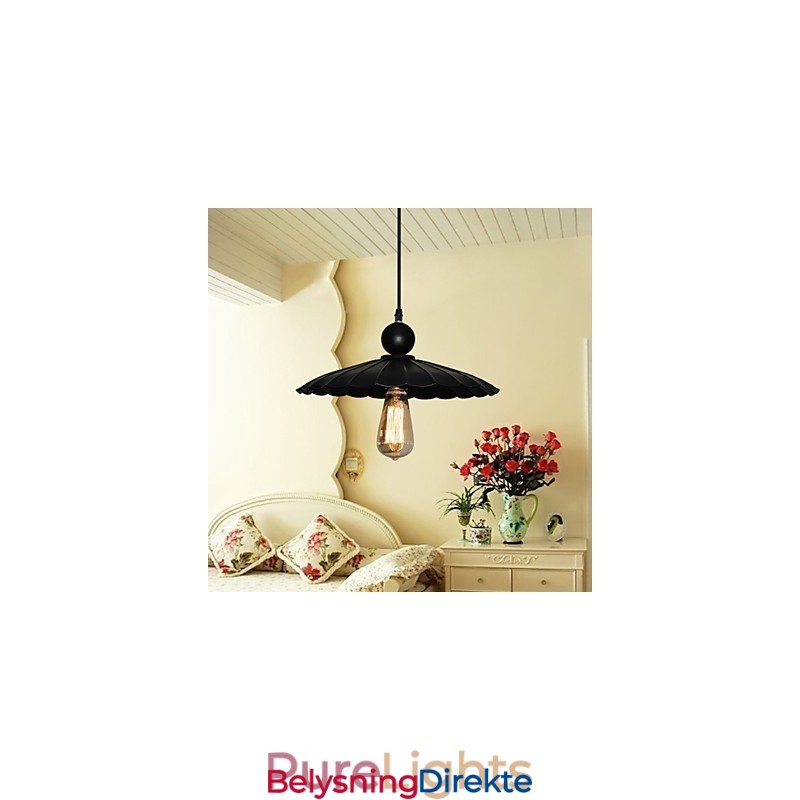 Medium Vintage Svart Paraply Metallanheng Med Én Lyspære