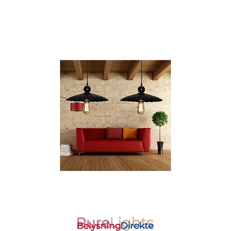 Medium Vintage Svart Paraply Metallanheng Med Én Lyspære