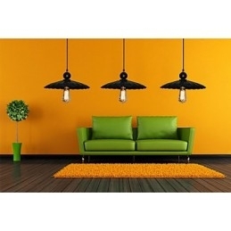 Medium Vintage Svart Paraply Metallanheng Med Én Lyspære