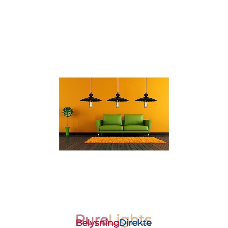 Medium Vintage Svart Paraply Metallanheng Med Én Lyspære