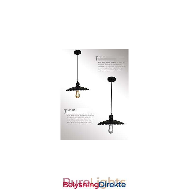 Medium Vintage Svart Paraply Metallanheng Med Én Lyspære