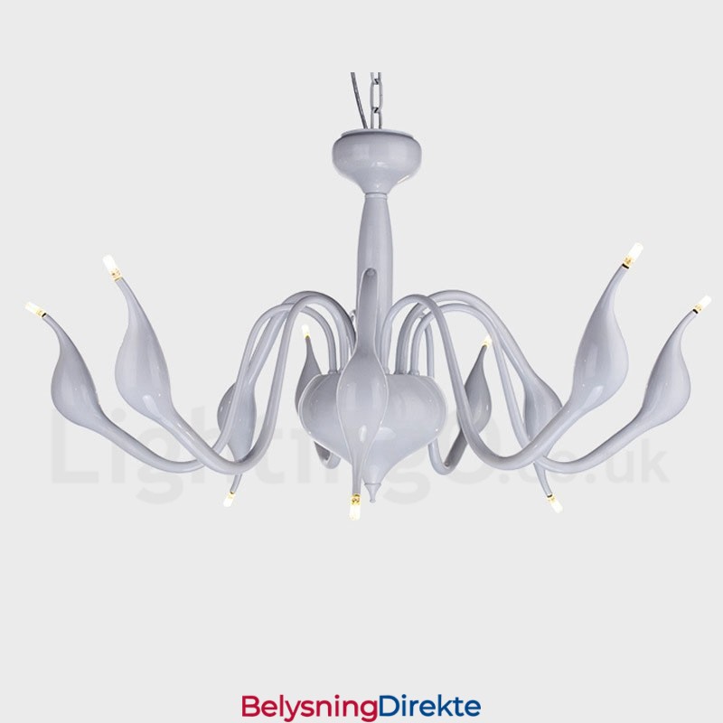 9 Lys Hvit Moderne Samtidskunst Galvanisert Metalllysekrone